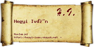 Hegyi Iván névjegykártya