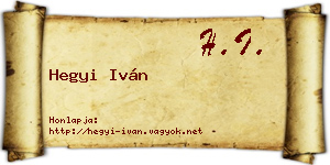 Hegyi Iván névjegykártya